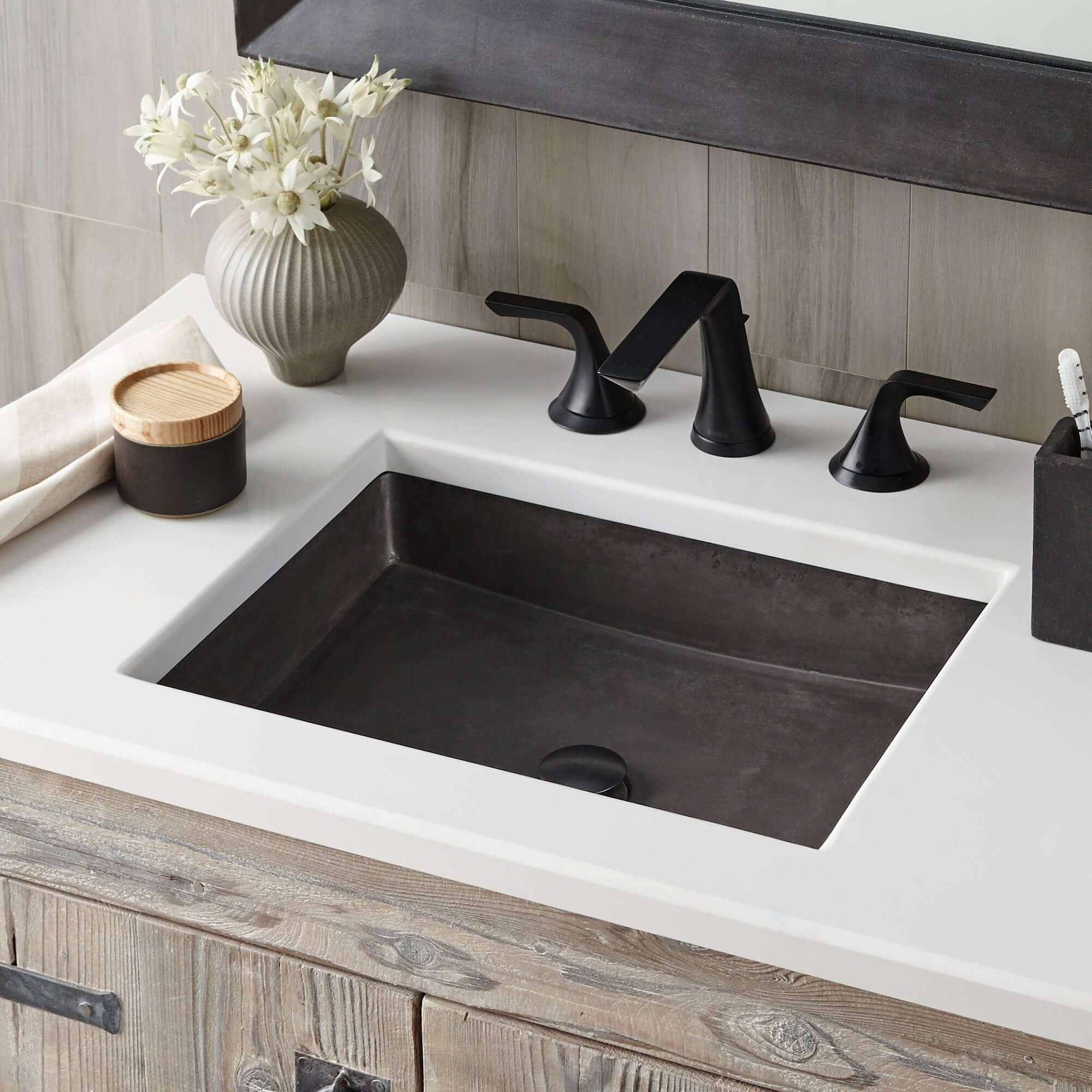 Alternate Image for Native Trails Nipomo 20" Rectangle NativeStone Concrete Farmhouse Bathroom Sink, Slate, NSL1915-S
