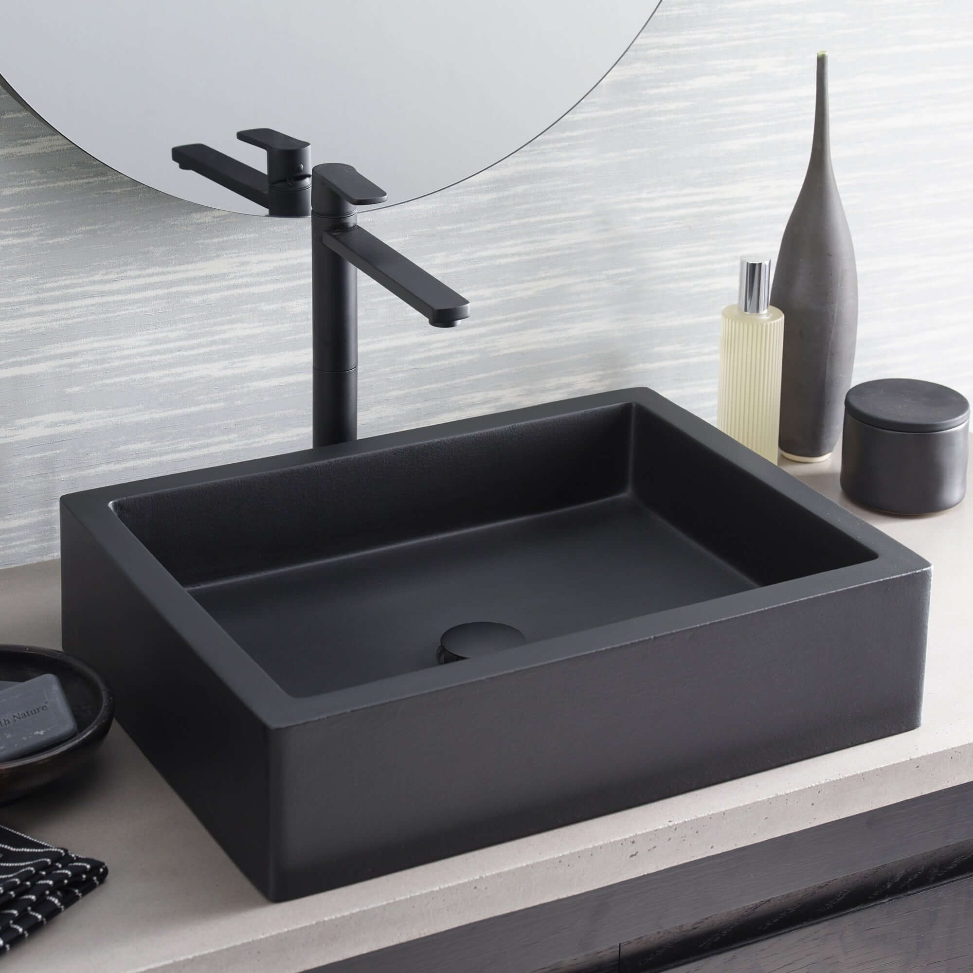 Alternate Image for Native Trails Nipomo 19.5" x 15" Rectangle NativeStone Concrete ADA Farmhouse Bathroom Sink, Charcoal, NSL1915-C