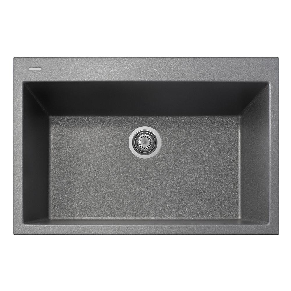 Latoscana Plados 33" Drop-in Single Bowl Kitchen Sink, Silver, ON8410-42