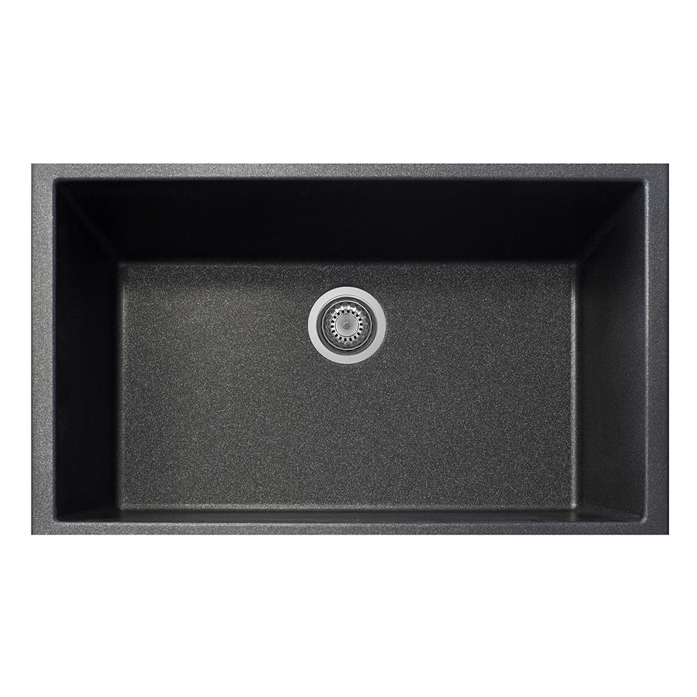 Latoscana Plados 33" Undermount Single Bowl Kitchen Sink, Black, ON8410ST-44