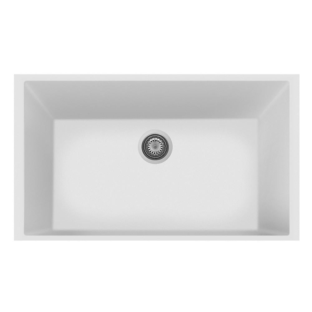 Latoscana Plados 33" Undermount Single Bowl Kitchen Sink, White, ON8410ST-58