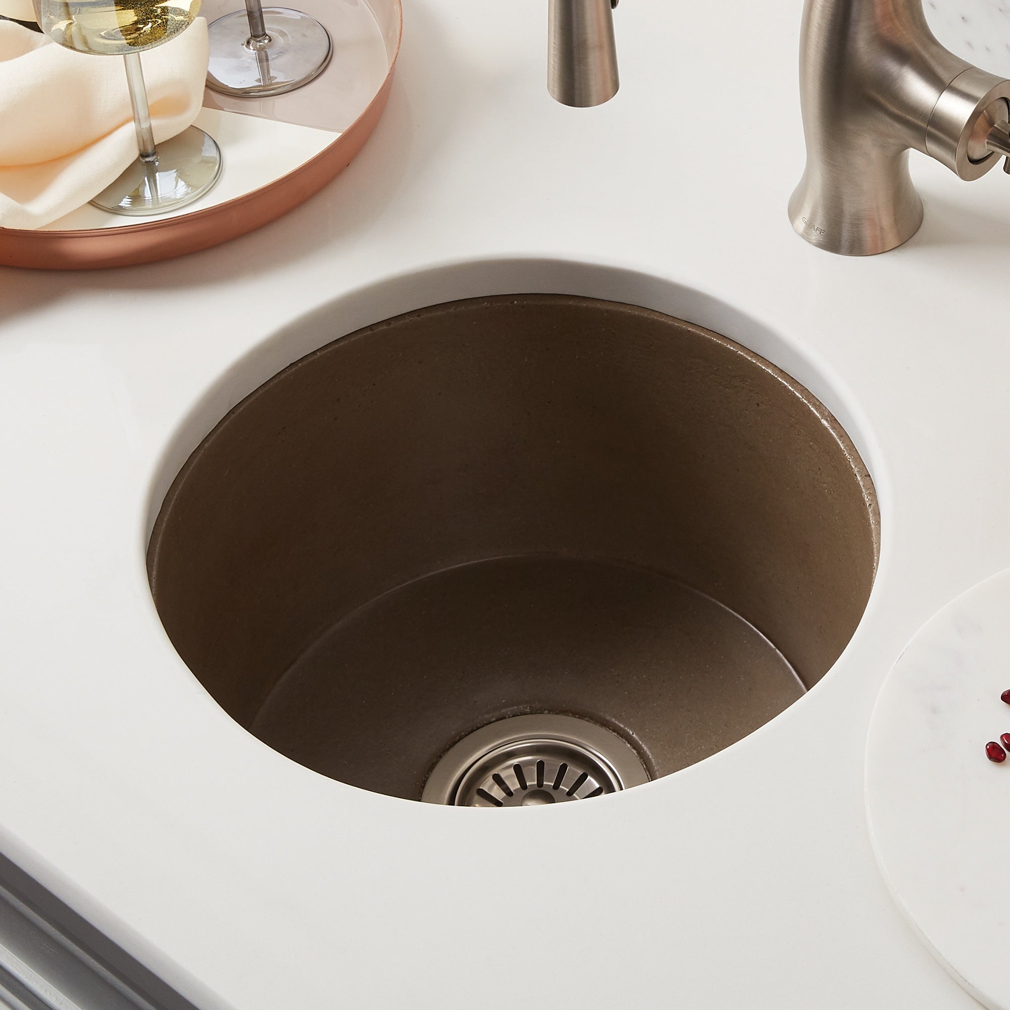 Native Trails Olivos 16" NativeStone Concrete Bar/Prep Sink, Earth, NSB1607-E