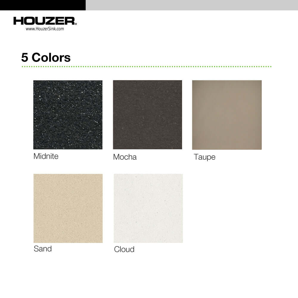 Alternate Image for Houzer Quartztone 33" Drop In/Topmount Granite Kitchen Sink, 60/40 Double Bowl, Cloud, P-175 Cloud