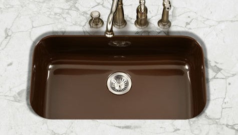 Houzer 31" Porcelain Enamel Steel Undermount Single Bowl Kitchen Sink, Brown, PCG-3600 ES - The Sink Boutique