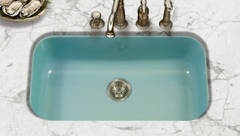 Houzer 31" Porcelain Enamel Steel Undermount Single Bowl Kitchen Sink, Green, PCG-3600 MT - The Sink Boutique