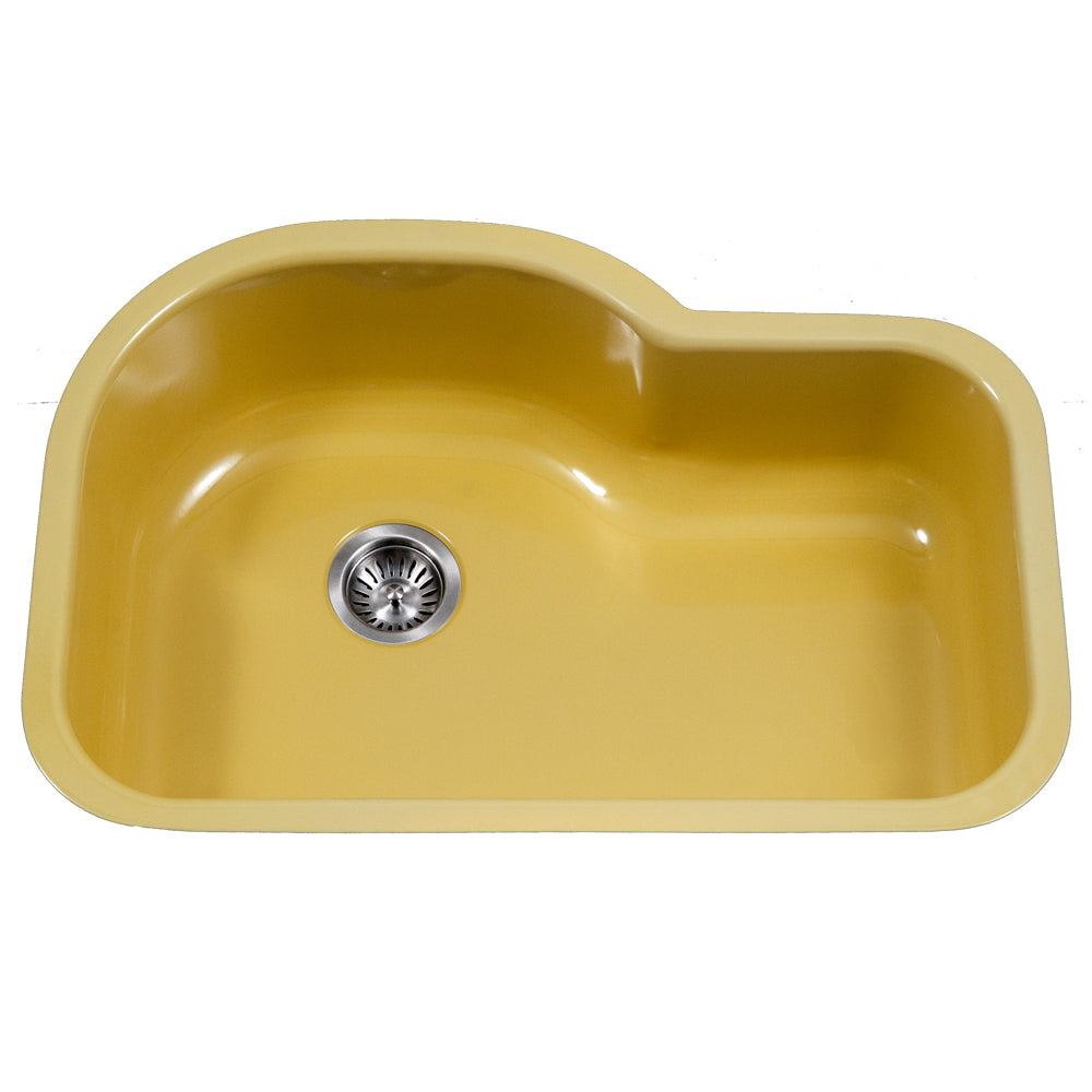 Alternate Image for Houzer 31" Porcelain Enamel Steel Undermount Single Bowl Kitchen Sink, Yellow, PCH-3700 LE