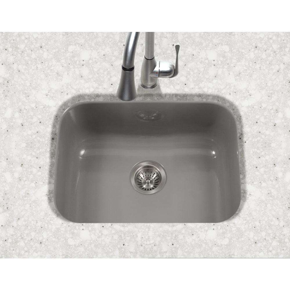 Houzer 23" Porcelain Enamel Steel Undermount Single Bowl Kitchen Sink, Gray, PCS-2500 SL - The Sink Boutique