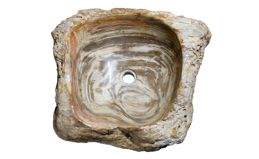 Alternate Image for 21" Petrified Wood Stone Vessel Sink, Beige, Brown
