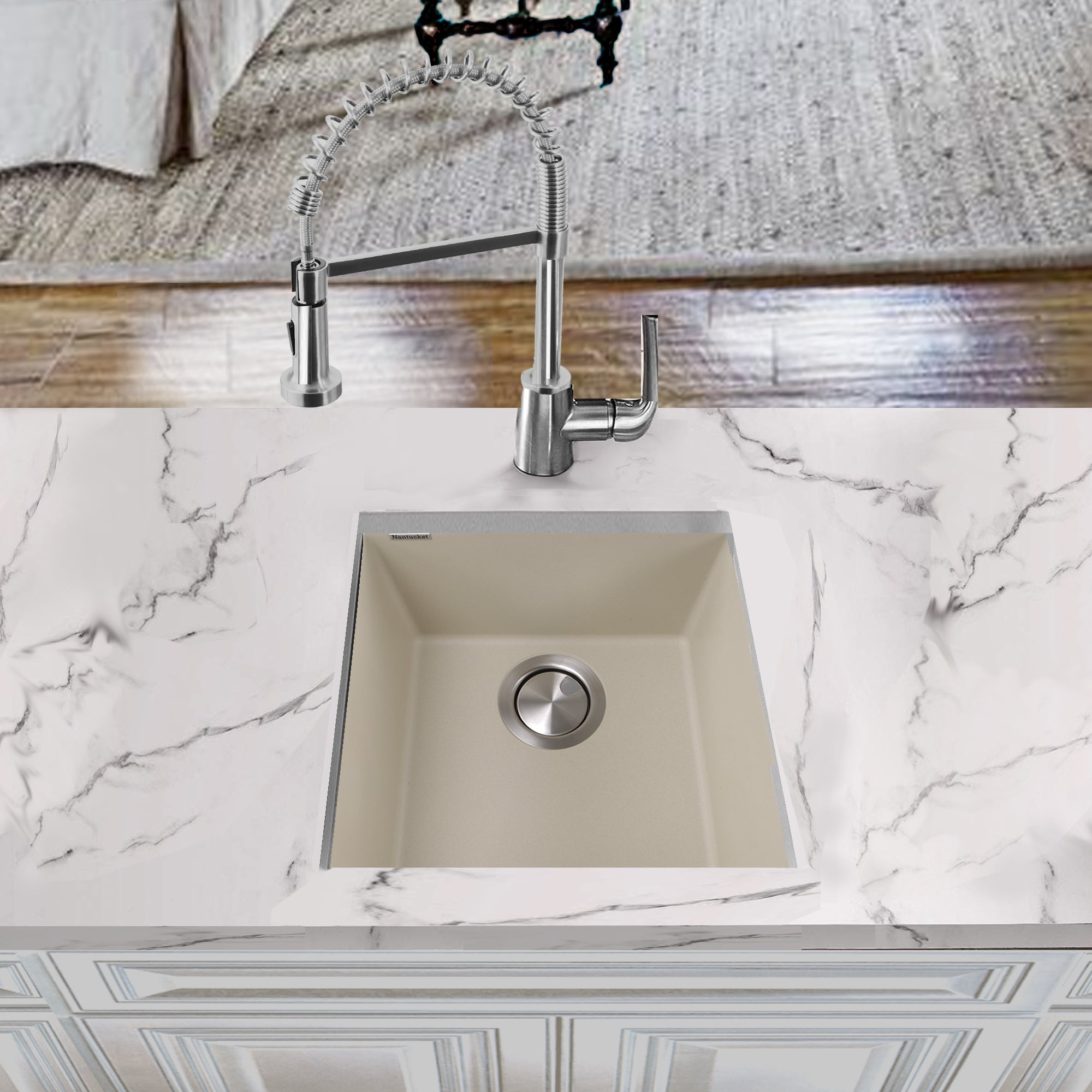 Alternate Image for Nantucket Sinks Plymouth 16" Granite Composite Bar Sink, Sand, PR1716-S