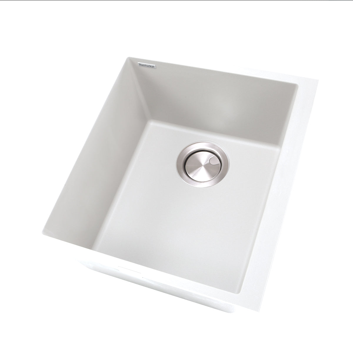 Nantucket Sinks Plymouth 16" Rectangle Granite Composite Bar/Kitchen Sink, White, PR1716-W
