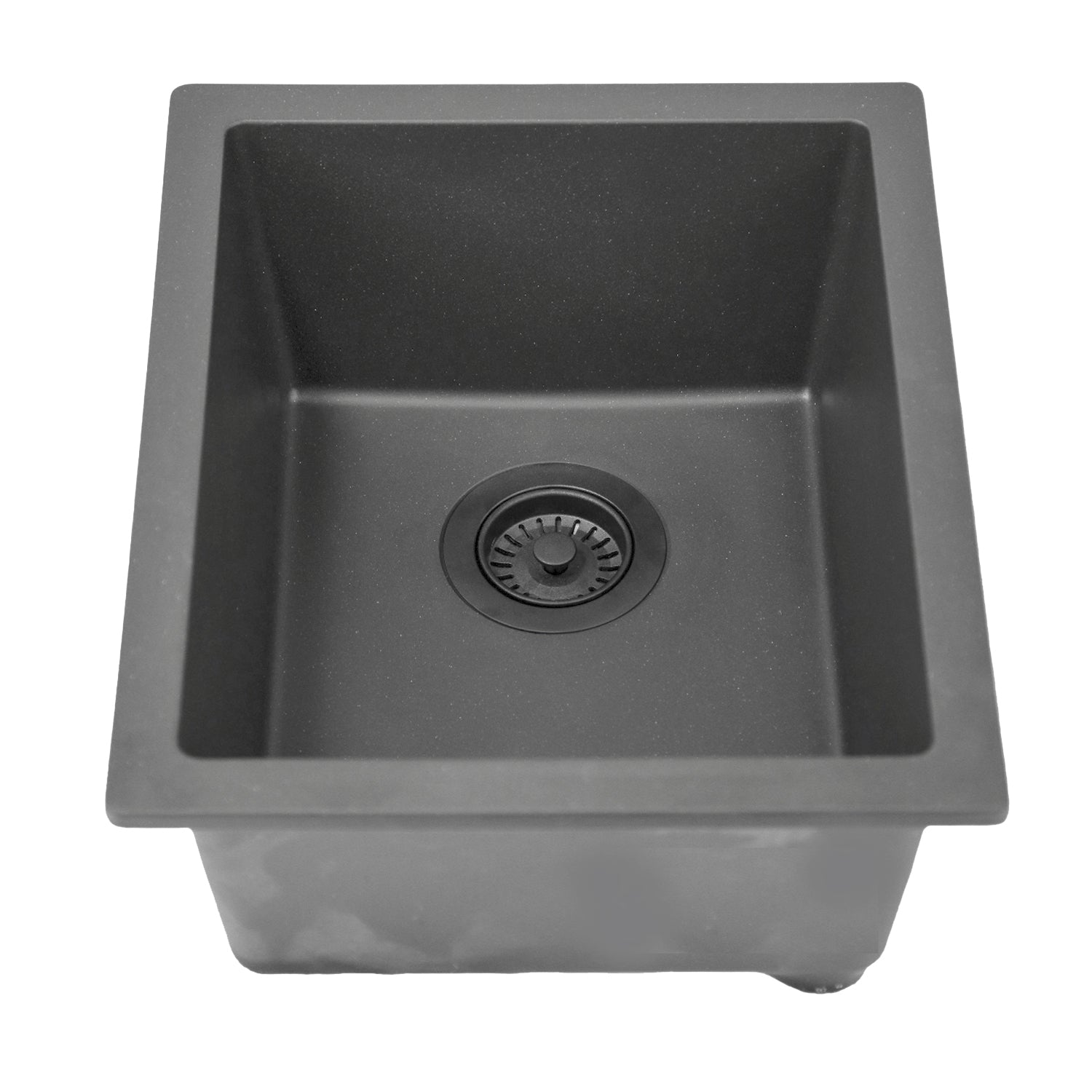 Nantucket Sinks Rockport 15" Rectangle Granite Composite Bar/Kitchen Sink with Accessories, Titanium Grey, PR1815-TI