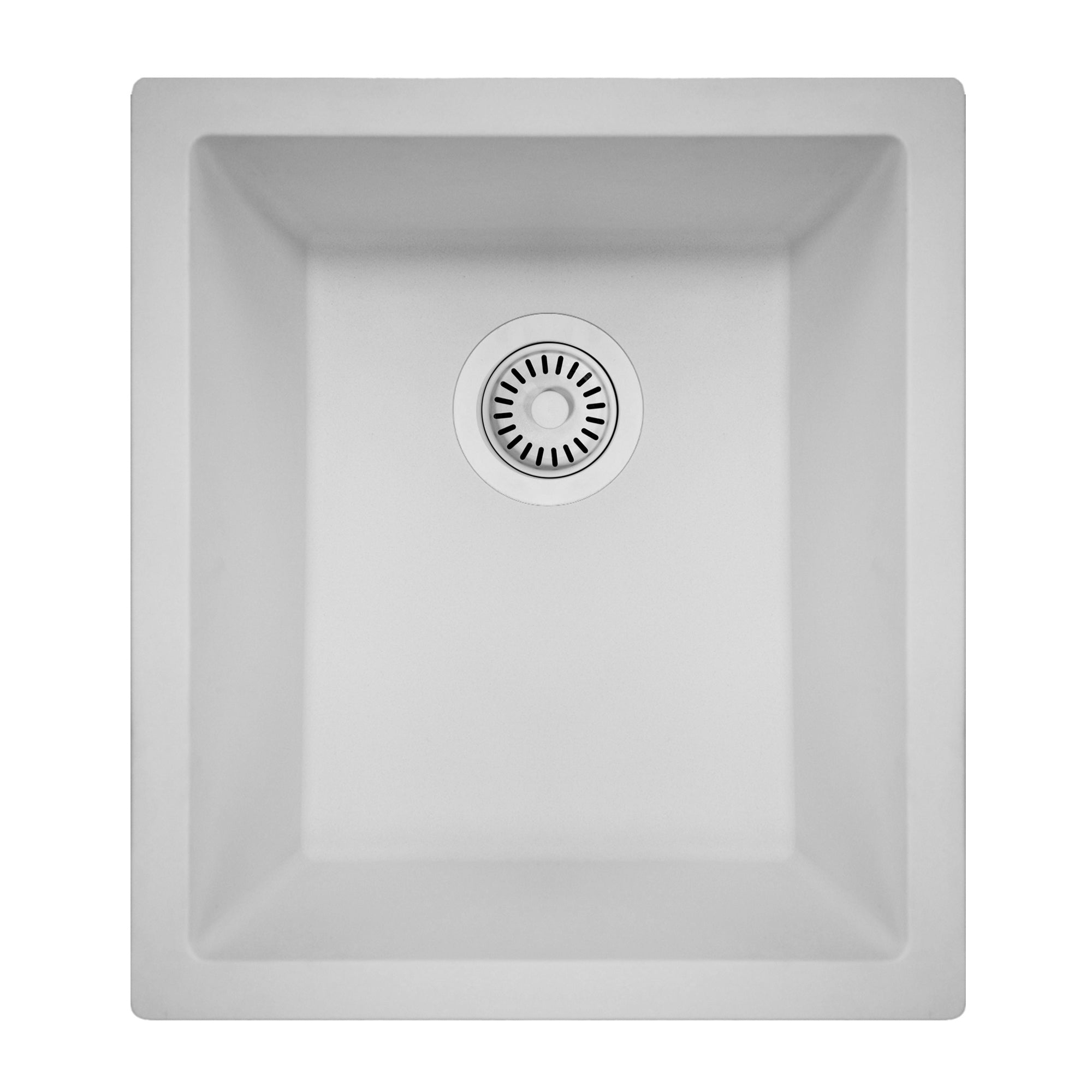 Nantucket Sinks Rockport 15" Rectangle Granite Composite Bar/Kitchen Sink with Accessories, White, PR1815-W