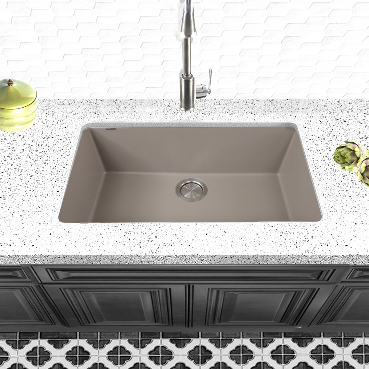 Nantucket Sinks Plymouth 30" Granite Composite Kitchen Sink, Truffle, PR3018-TR