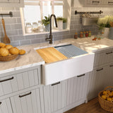 Nantucket Sinks Plymouth 30" Granite Composite Workstation Farmhouse Sink with Accessories, White, PR3020-APS-W - The Sink Boutique