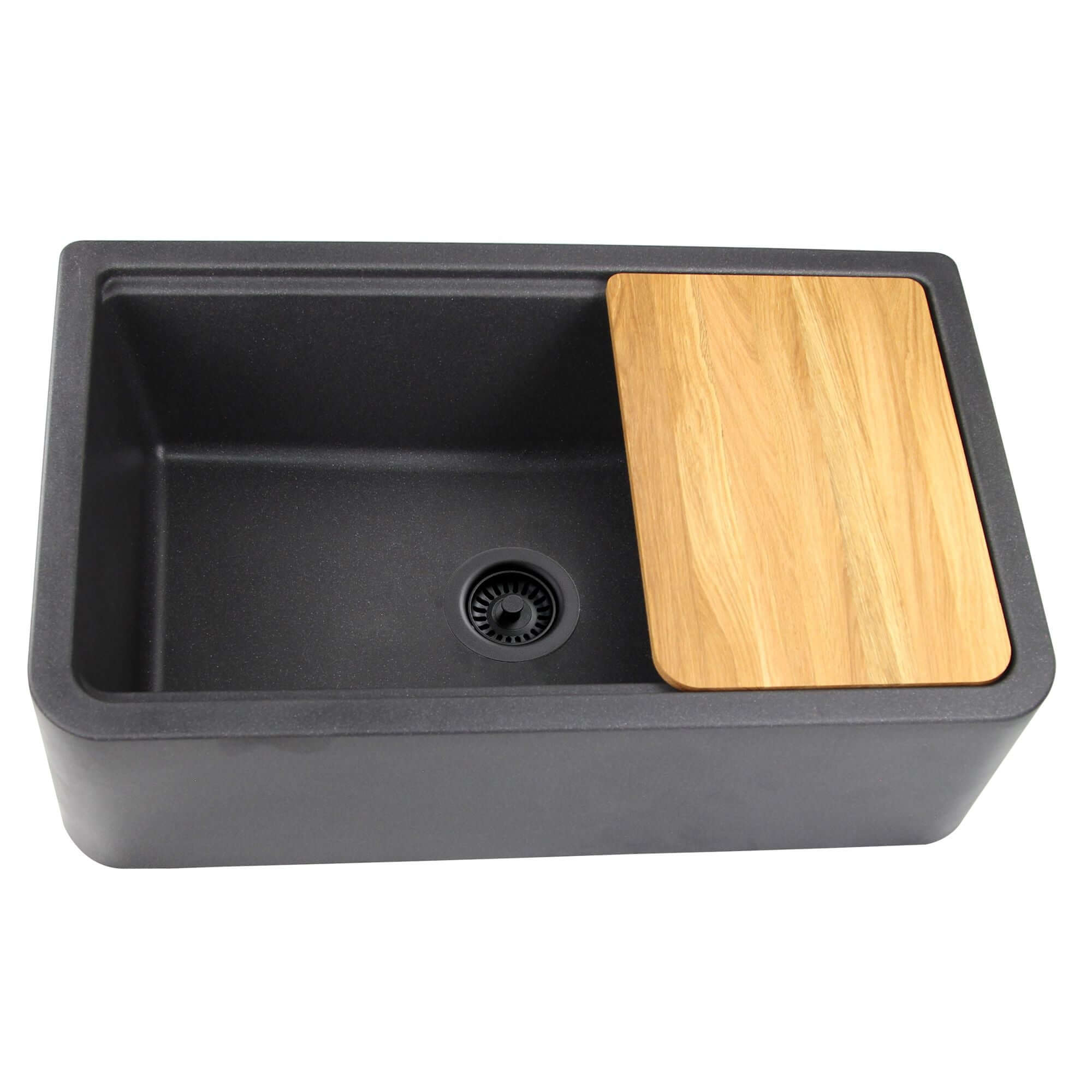 Alternate Image for Nantucket Sinks Rockport 33" Granite Composite Workstation Farmhouse Sink with Accessories, Black, PR3320-APS-BL