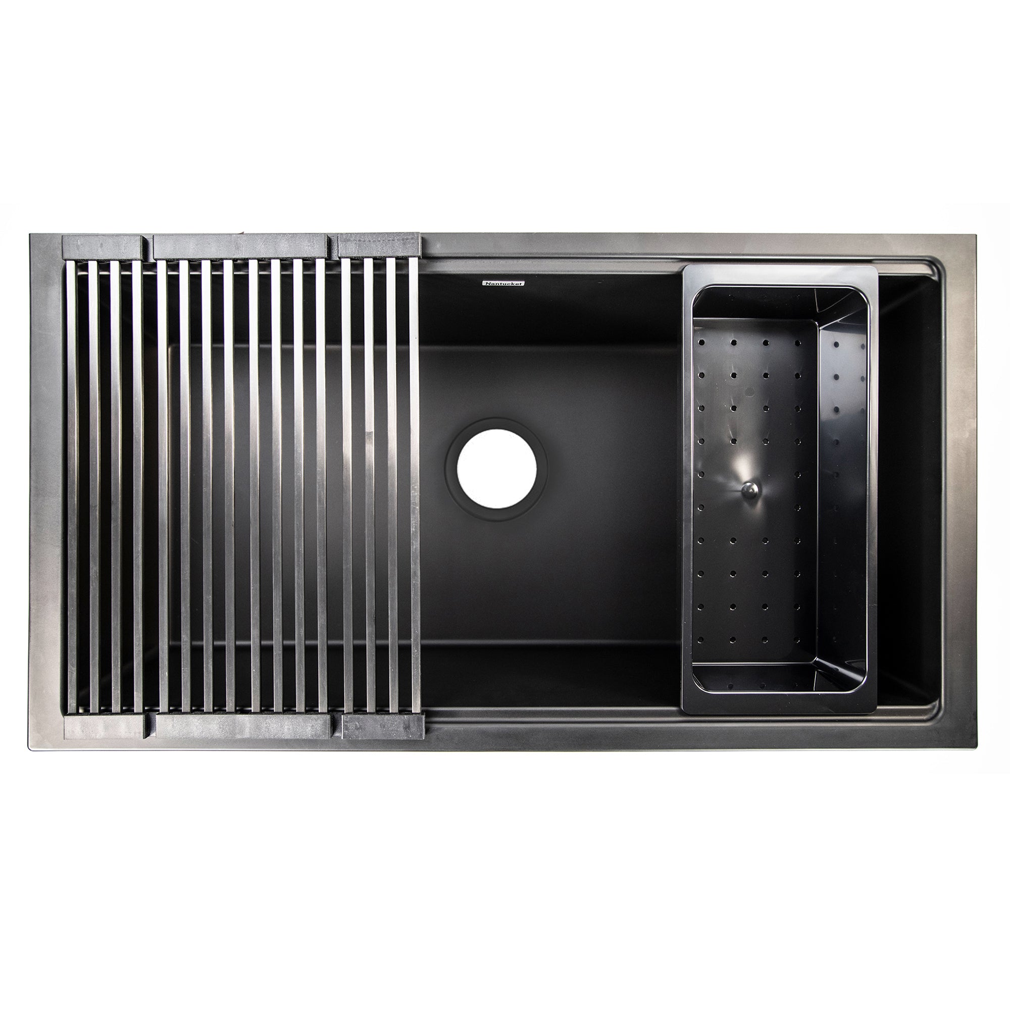Alternate Image for Nantucket Sinks Plymouth 34" Undermount Granite Composite Workstation Kitchen Sink with Accessories, Black, PR3419-NBL-UM