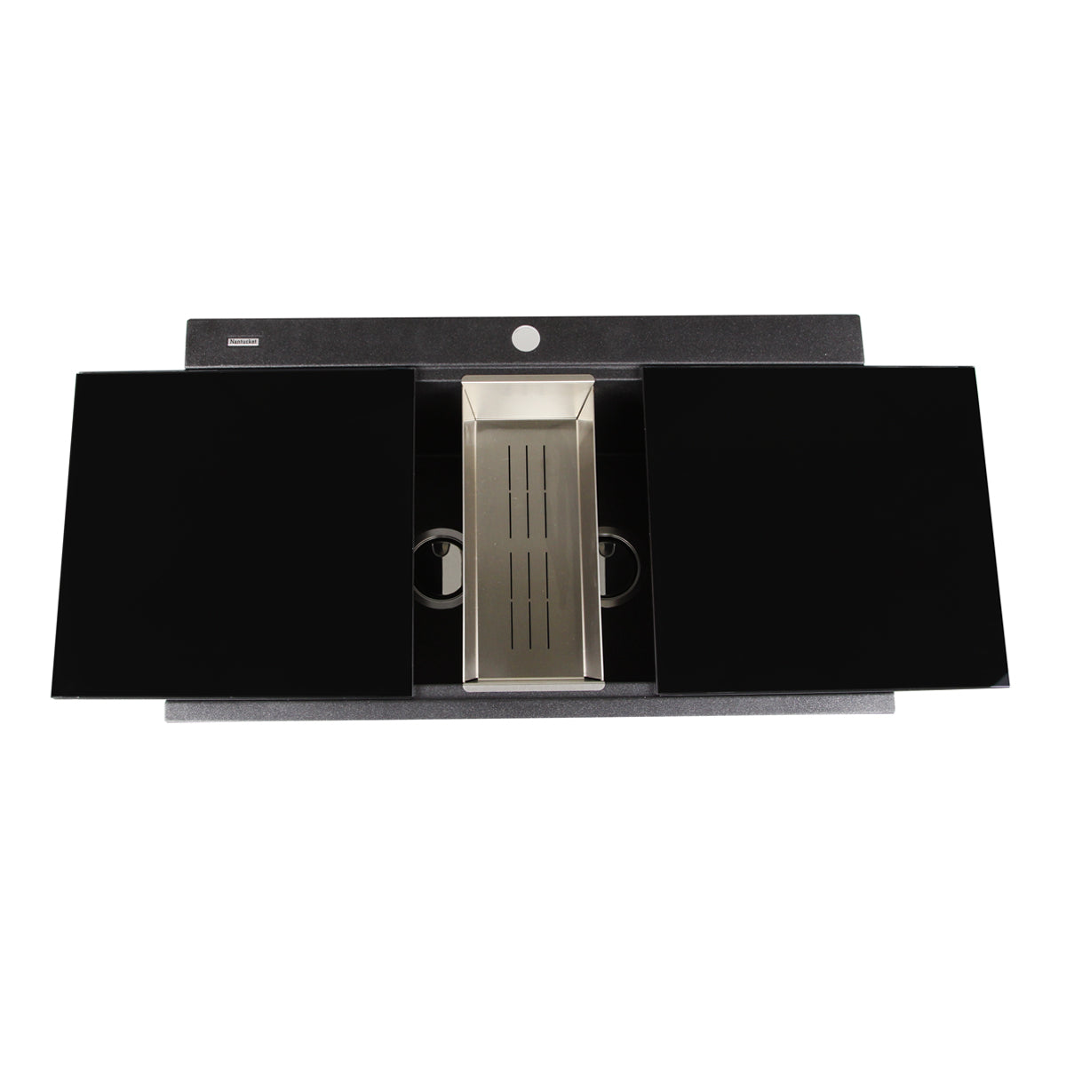 Alternate Image for Nantucket Sinks Plymouth 34" Granite Composite Kitchen Sink, 50/50 Double Bowl, Black, PR3420PS-BL
