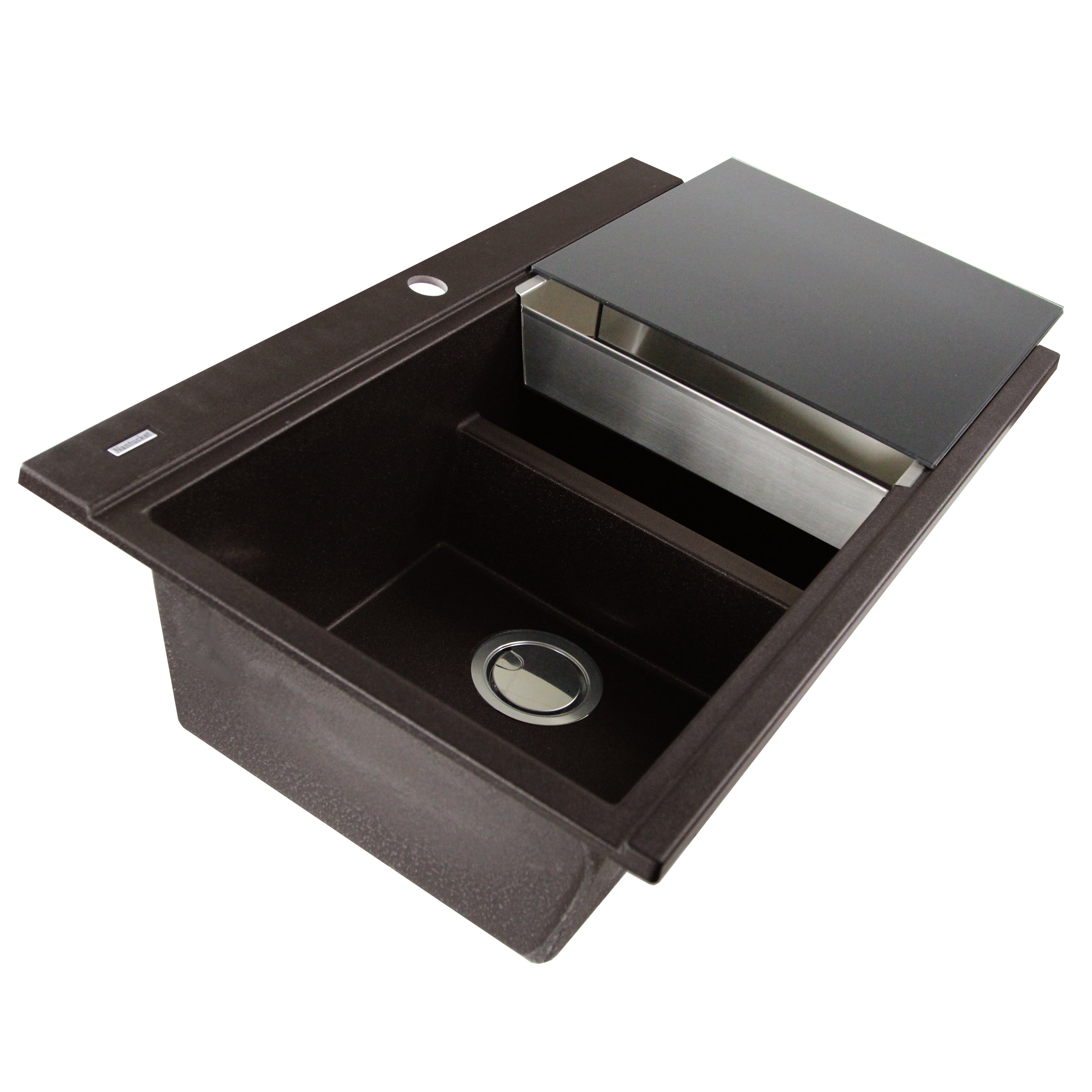 Nantucket Sinks Plymouth 34" Granite Composite Kitchen Sink, 50/50 Double Bowl, Brown, PR3420PS-BR - The Sink Boutique