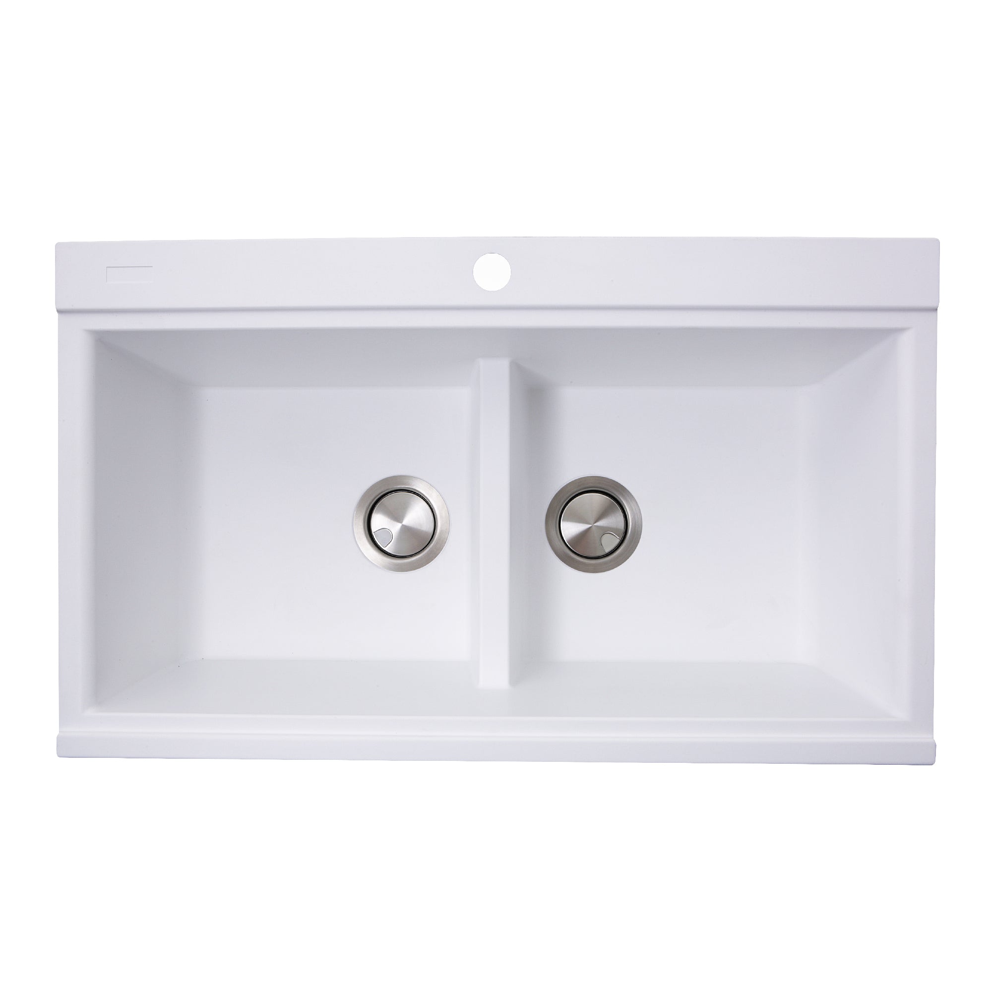 Nantucket Sinks Plymouth 34" Granite Composite Kitchen Sink, 50/50 Double Bowl, White, PR3420PS-W - The Sink Boutique