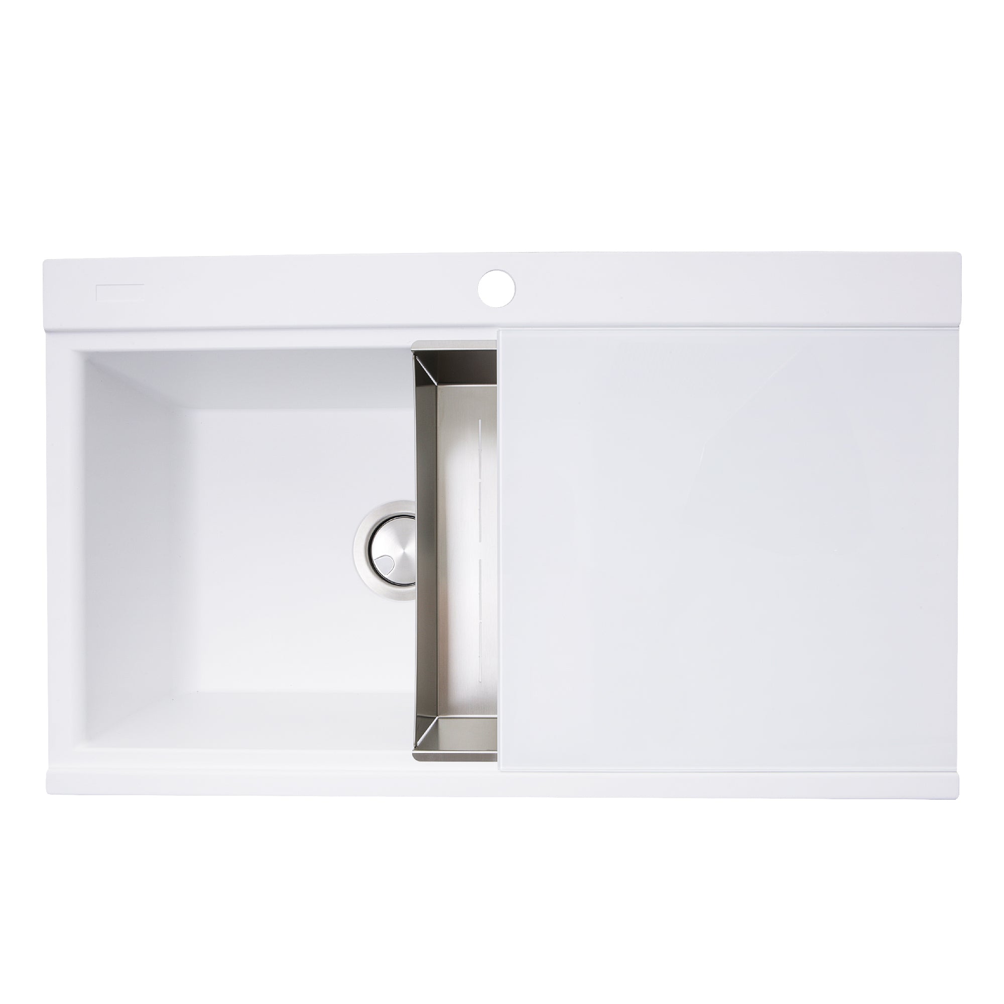 Nantucket Sinks Plymouth 34" Granite Composite Kitchen Sink, 50/50 Double Bowl, White, PR3420PS-W