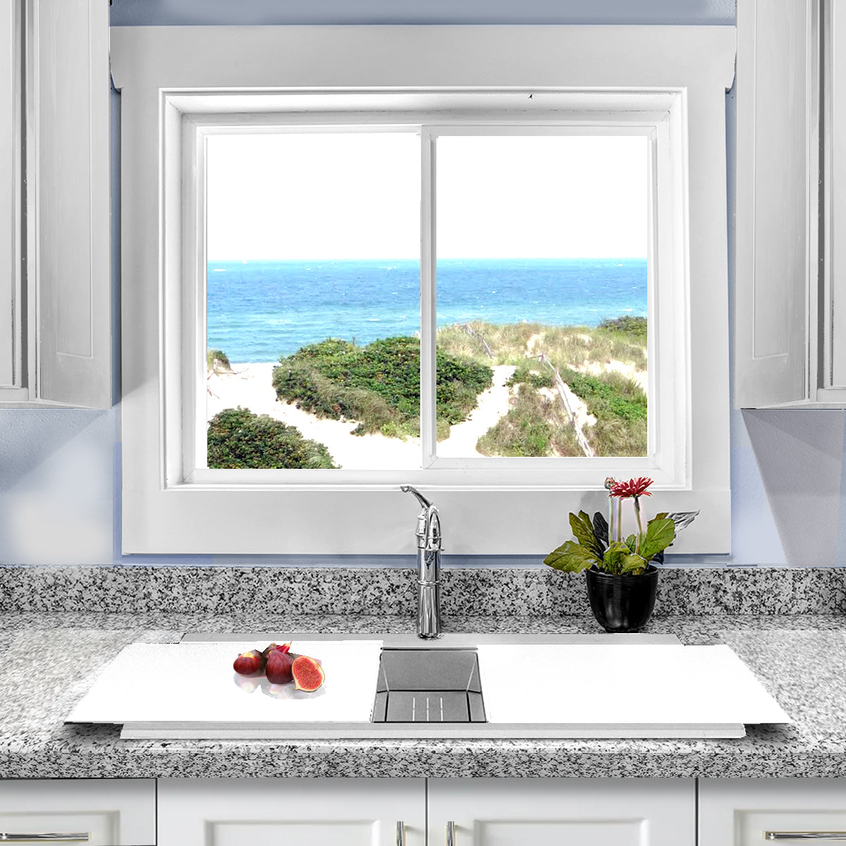 Alternate Image for Nantucket Sinks Plymouth 34" Granite Composite Kitchen Sink, 50/50 Double Bowl, White, PR3420PS-W