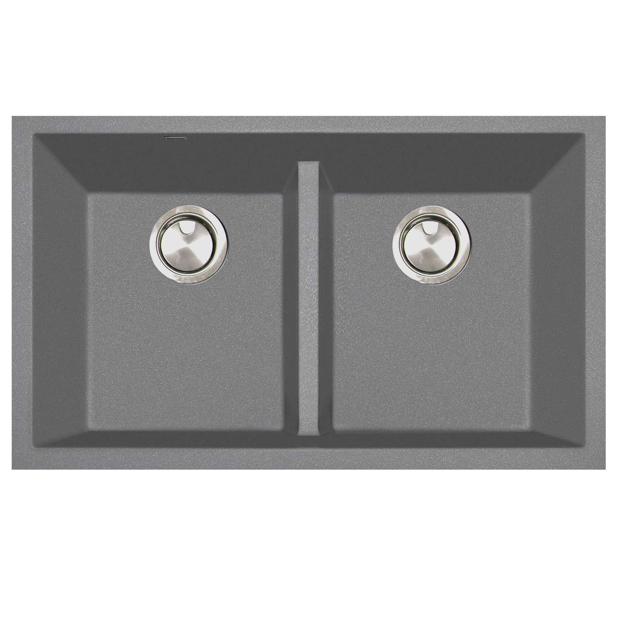 Alternate Image for Nantucket Sinks Plymouth 33" Undermount Granite Composite Kitchen Sink, 50/50 Double Bowl, Titanium Grey/metallic flecks, PR5050-LDTI