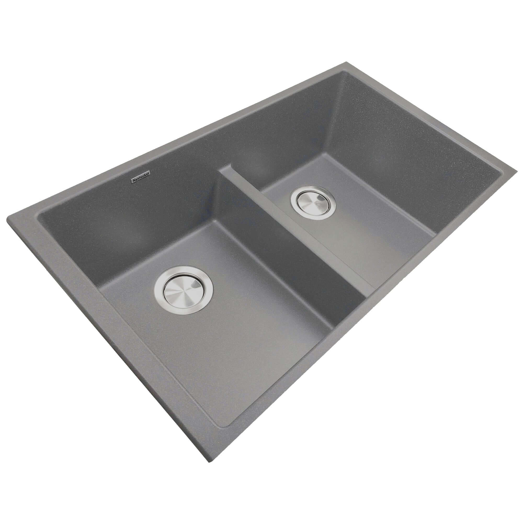Alternate Image for Nantucket Sinks Plymouth 33" Undermount Granite Composite Kitchen Sink, 50/50 Double Bowl, Titanium Grey/metallic flecks, PR5050-LDTI