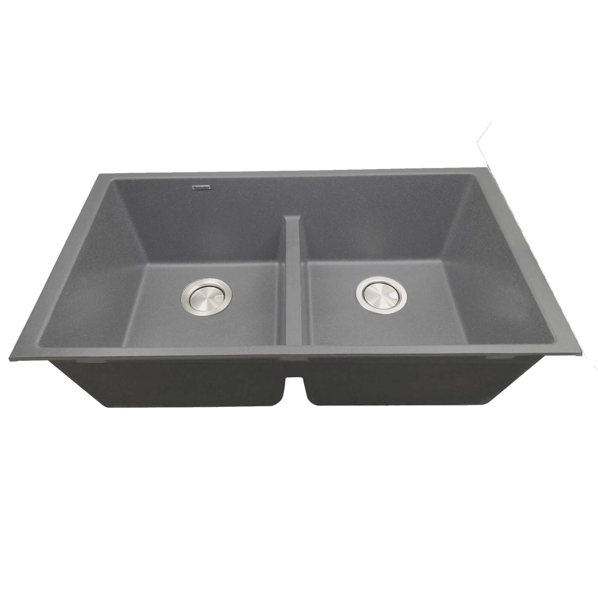 Alternate Image for Nantucket Sinks Plymouth 33" Undermount Granite Composite Kitchen Sink, 50/50 Double Bowl, Titanium Grey/metallic flecks, PR5050-LDTI