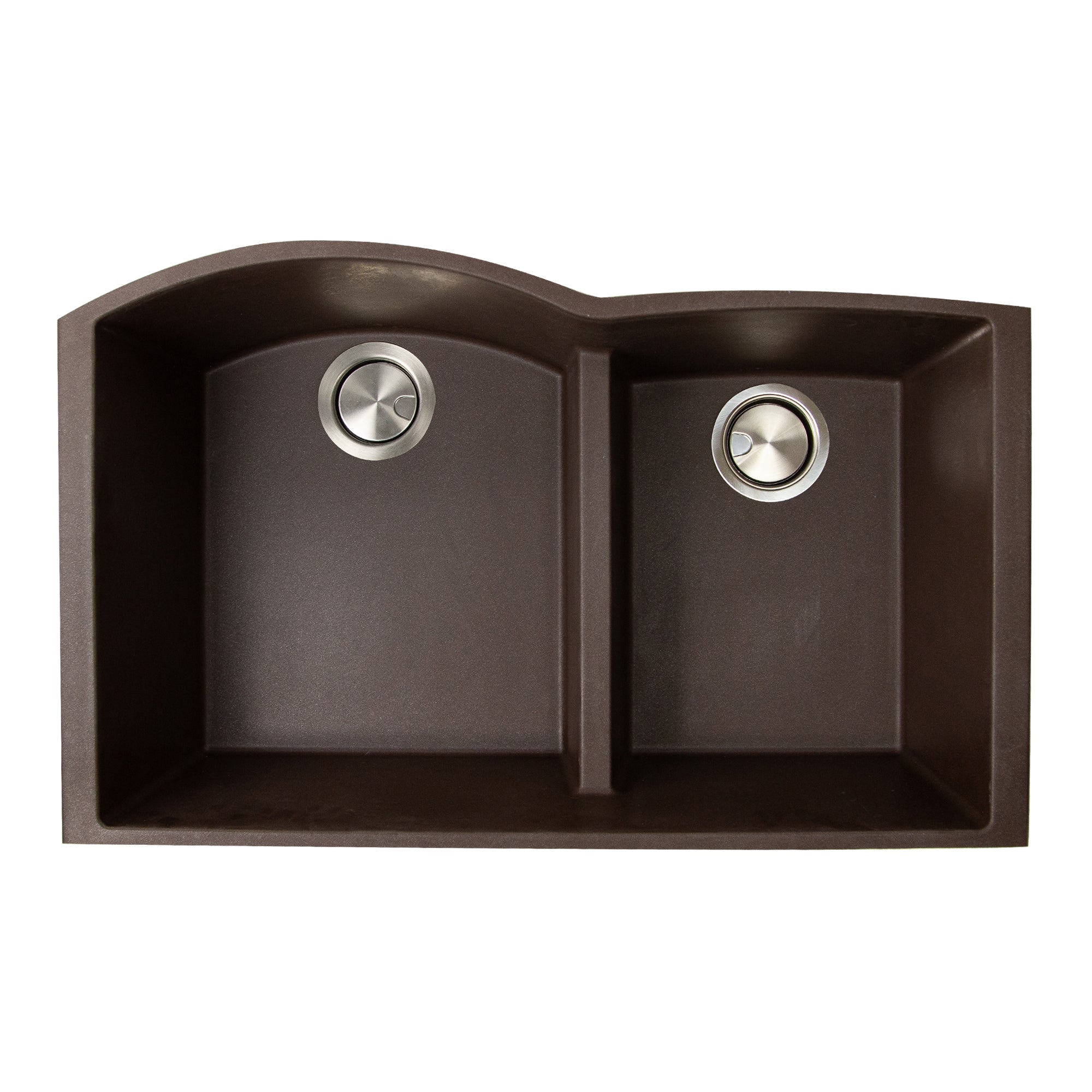 Nantucket Sinks Plymouth 33" Granite Composite Kitchen Sink, 60/40 Double Bowl, Brown, PR6040-BR-UM - The Sink Boutique