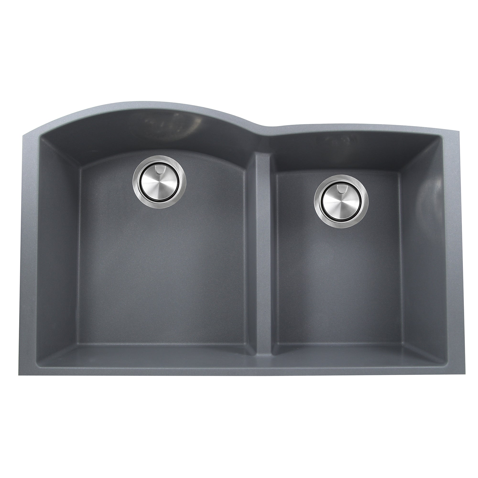 Nantucket Sinks Plymouth 33" Granite Composite Kitchen Sink, 60/40 Double Bowl, Titanium, PR6040-TI-UM