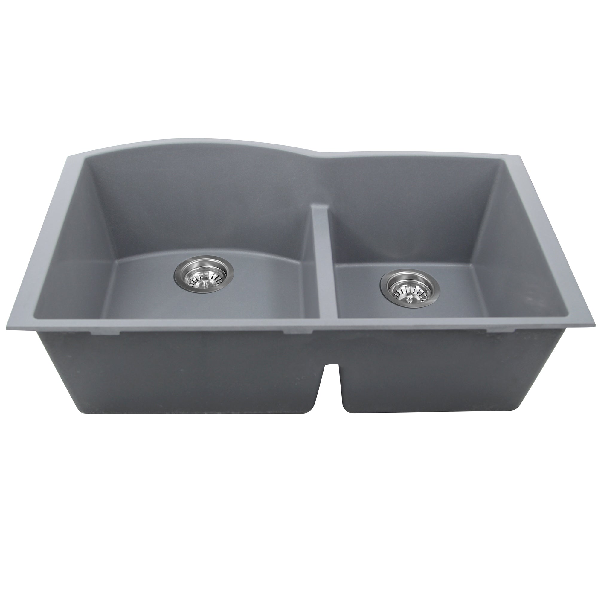 Alternate Image for Nantucket Sinks Plymouth 33" Granite Composite Kitchen Sink, 60/40 Double Bowl, Titanium, PR6040-TI-UM