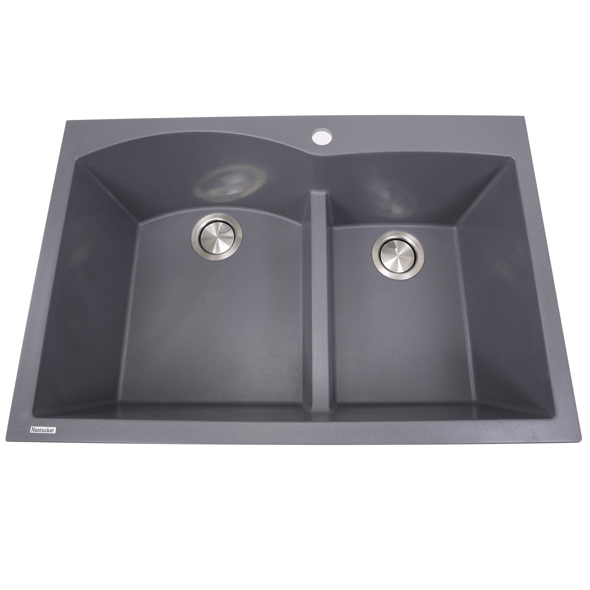 Alternate Image for Nantucket Sinks Plymouth 33" Granite Composite Kitchen Sink, 60/40 Double Bowl, Titanium, PR6040-TI
