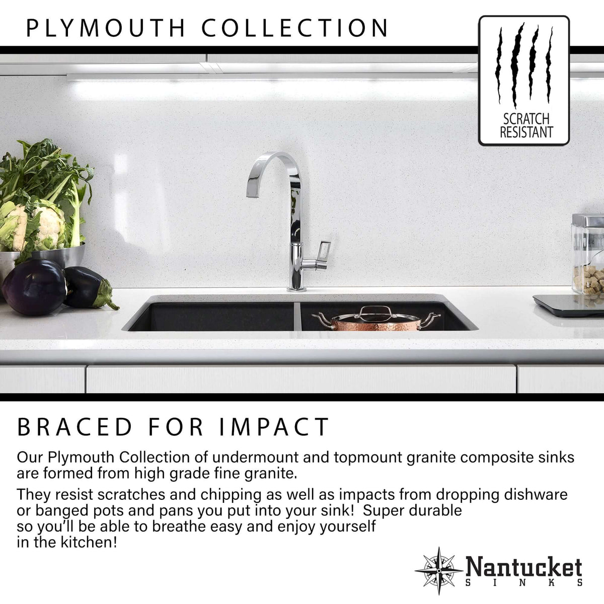 Alternate Image for Nantucket Sinks Plymouth 33" Undermount Granite Composite Kitchen Sink, 50/50 Double Bowl, Titanium Grey/metallic flecks, PR5050-LDTI