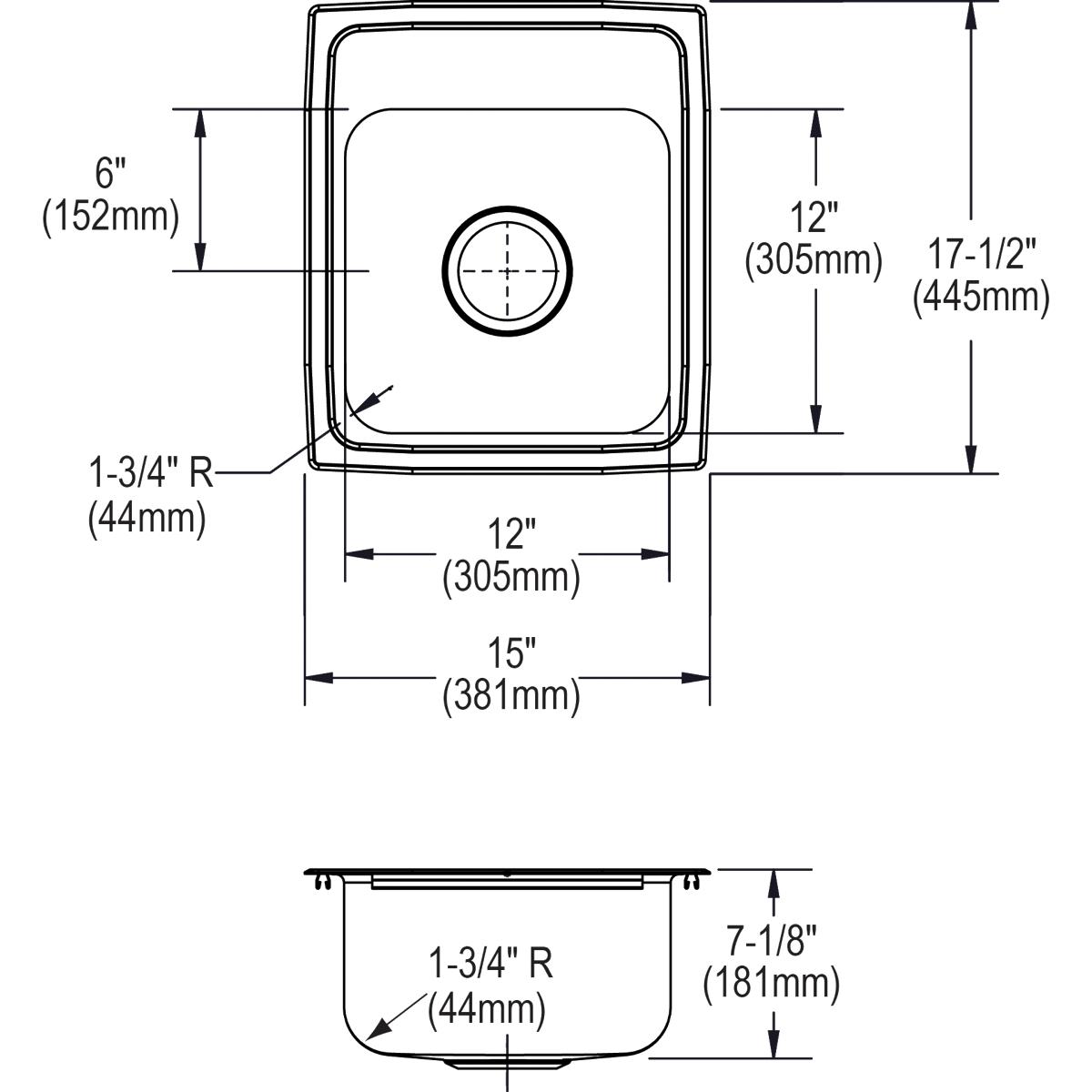 Alternate Image for Elkay Celebrity 15" Stainless Steel Bar Sink, Brushed Satin, 2 Faucet Hole, PSR15172
