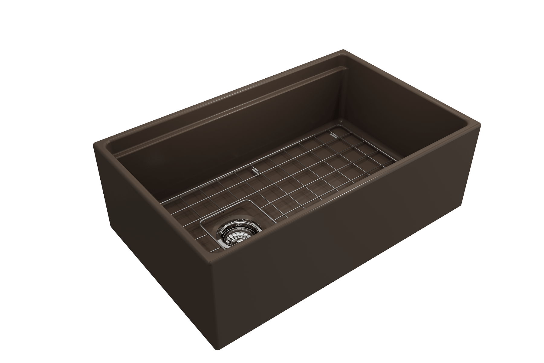 Alternate Image for BOCCHI Contempo 30" Fireclay Workstation Farmhouse Sink with Accessories, Matte Brown, 1344-025-0120