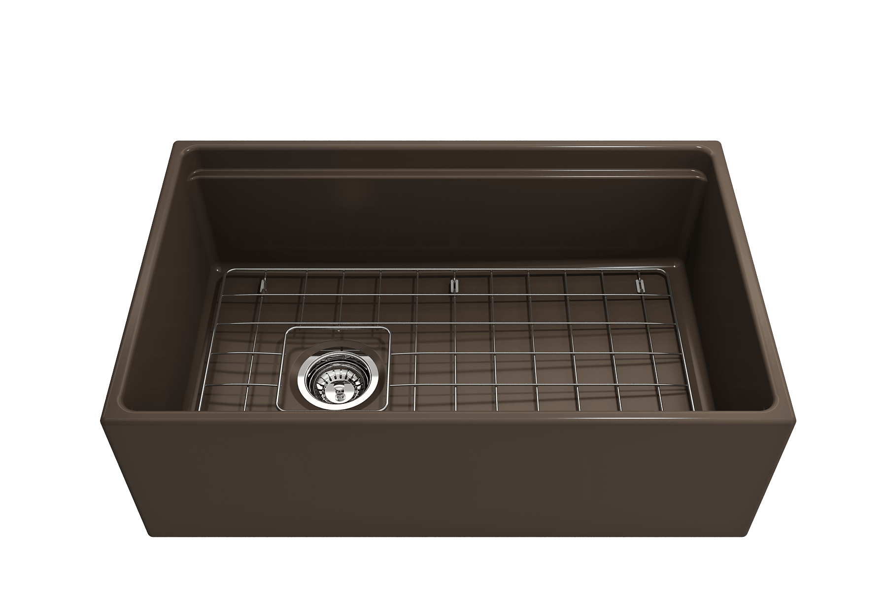Alternate Image for BOCCHI Contempo 30" Fireclay Workstation Farmhouse Sink with Accessories, Matte Brown, 1344-025-0120