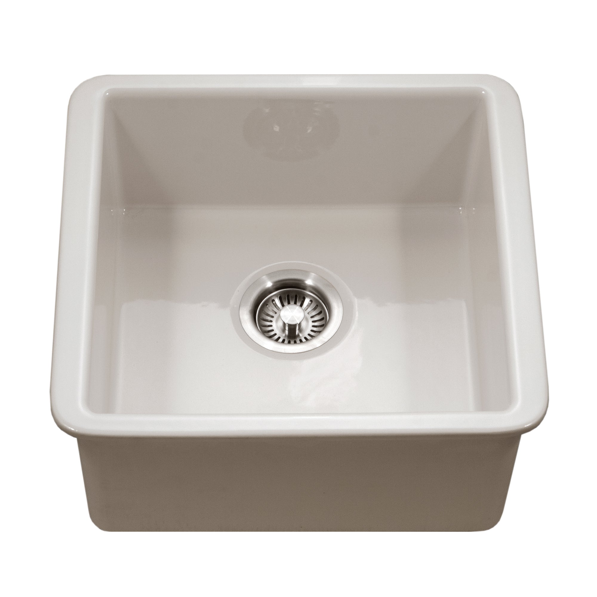 Houzer Platus 18" Square Fireclay Bar/Prep Sink, Biscuit, PTB-2020 BQ