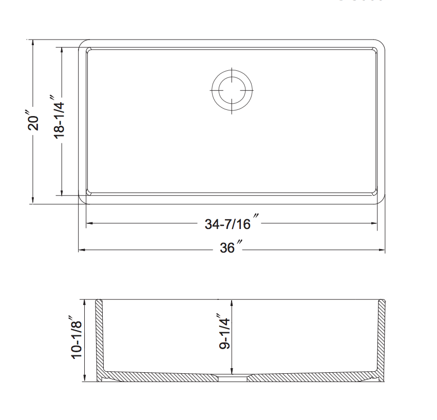 Alternate Image for Houzer 36" Fireclay Single Bowl Farmhouse Kitchen Sink, White, Platus Series, PTG-3600 WH