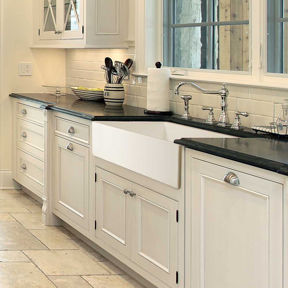 Houzer 36" Fireclay Single Bowl Farmhouse Kitchen Sink, Biscuit, Platus Series, PTG-3600 BQ - The Sink Boutique