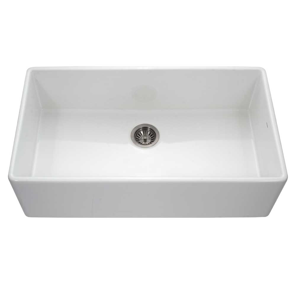 Alternate Image for Houzer 36" Fireclay Single Bowl Farmhouse Kitchen Sink, White, Platus Series, PTG-3600 WH