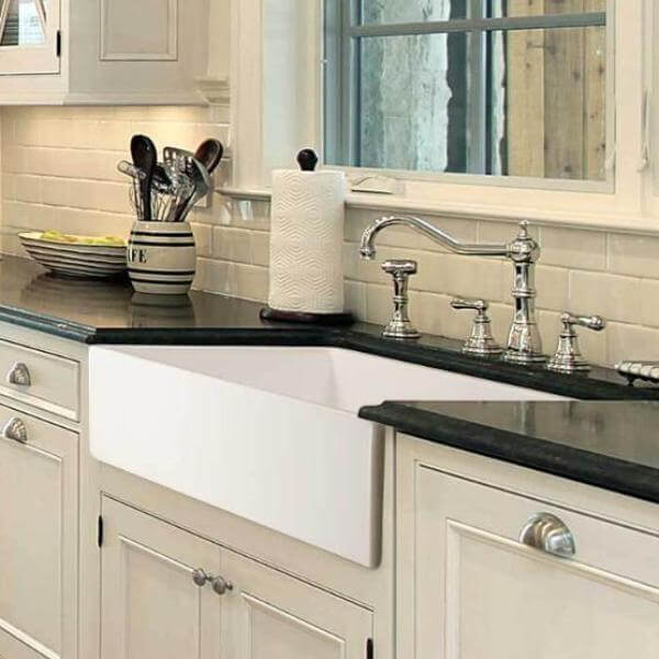 Alternate Image for Houzer 36" Fireclay Single Bowl Farmhouse Kitchen Sink, White, Platus Series, PTG-3600 WH