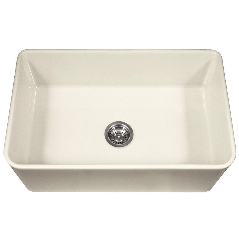 Houzer 33" Fireclay Farmhouse Apron Front Single Bowl Kitchen Sink, Biscuit, PTG-4300 BQ - The Sink Boutique