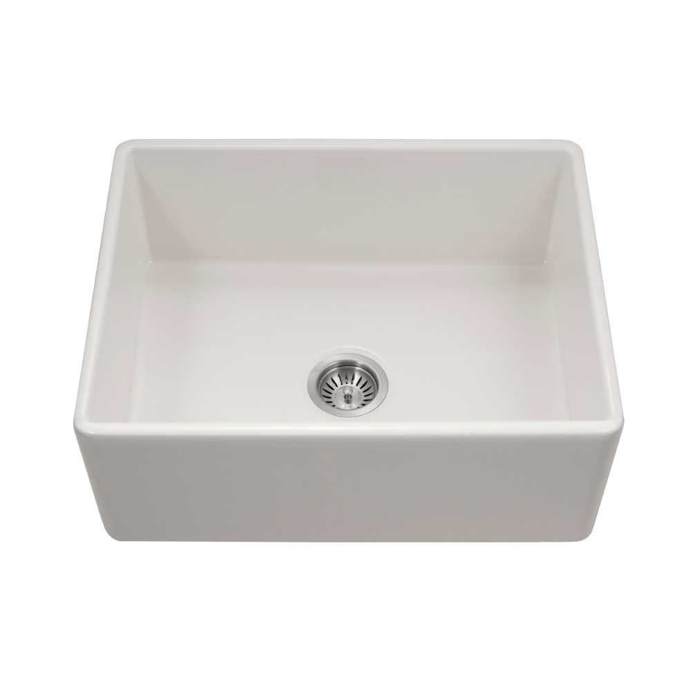 Houzer 26" Fireclay Single Bowl Farmhouse Kitchen Sink, Biscuit, Platus Series, PTS-2600 BQ