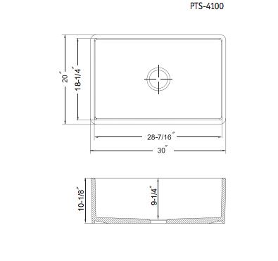 Alternate Image for Houzer 30" Fireclay Single Bowl Farmhouse Kitchen Sink, Grey, Platus Series, PTS-4100 GR