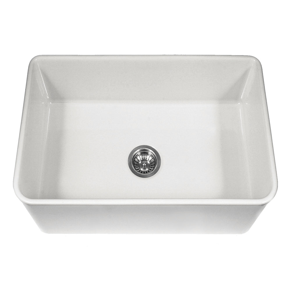 Houzer 30" Fireclay Farmhouse Apron Front Single Bowl Kitchen Sink, White, PTS-4100 WH - The Sink Boutique