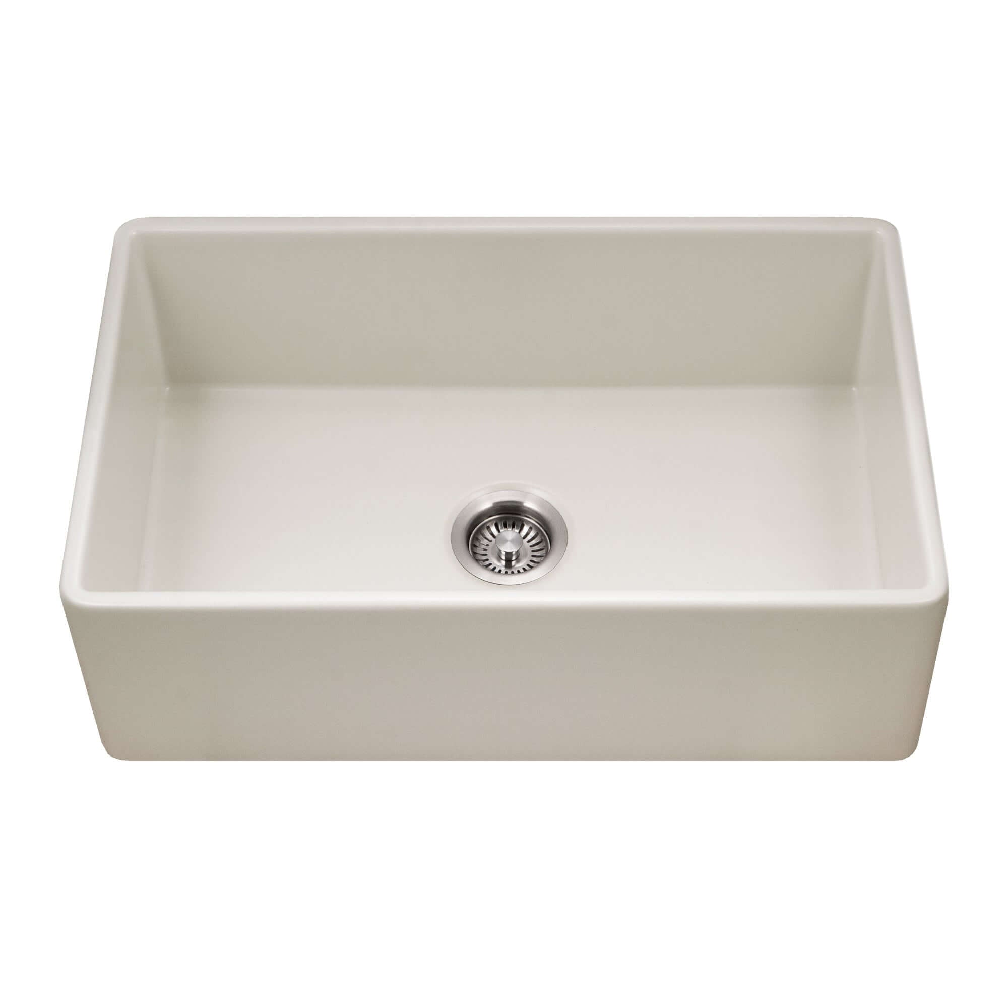 Houzer Platus 18" Fireclay Farmhouse Sink, Biscuit, PTS-4118 BQ