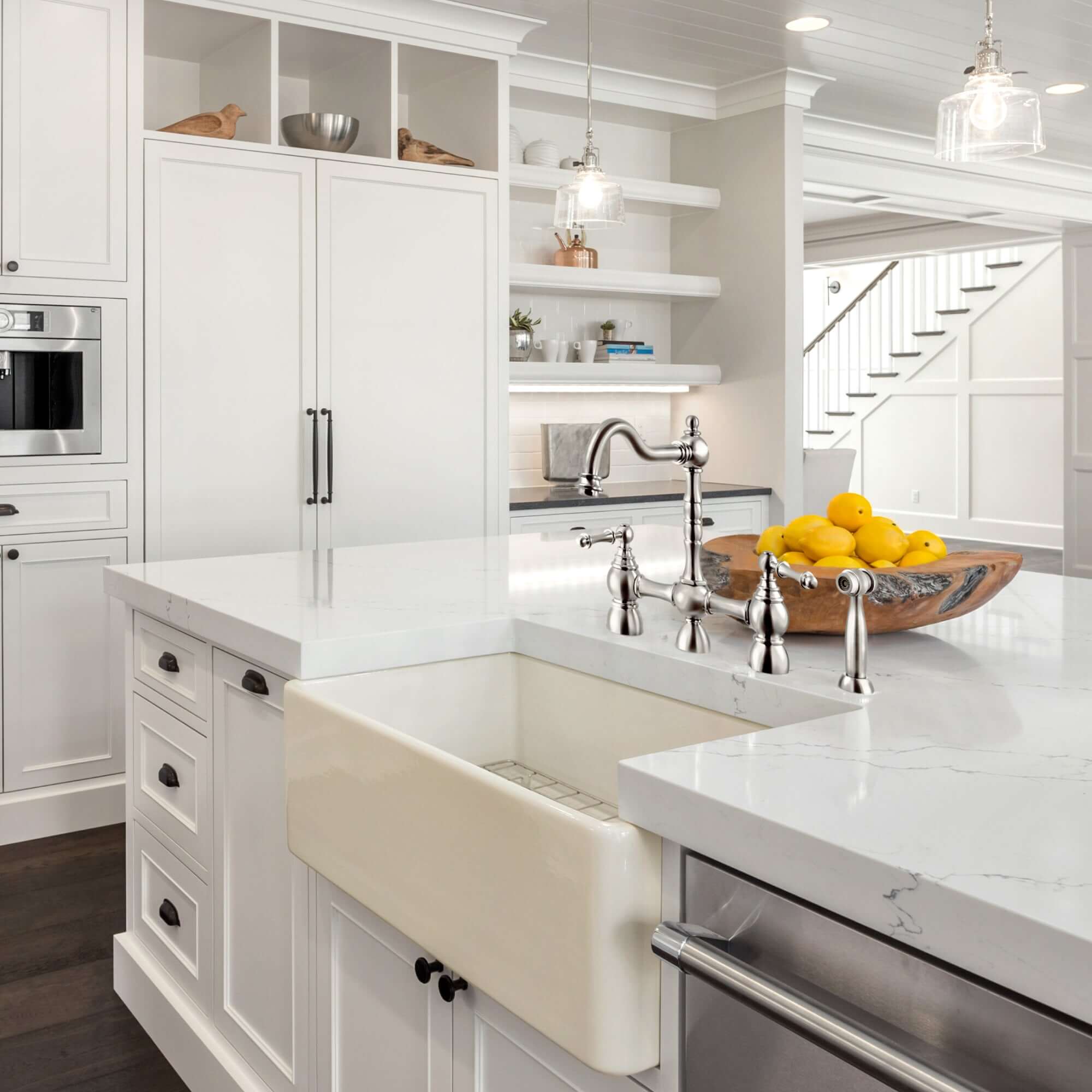 Houzer Platus 30" Fireclay Farmhouse Sink, Biscuit, PTS-4118 BQ