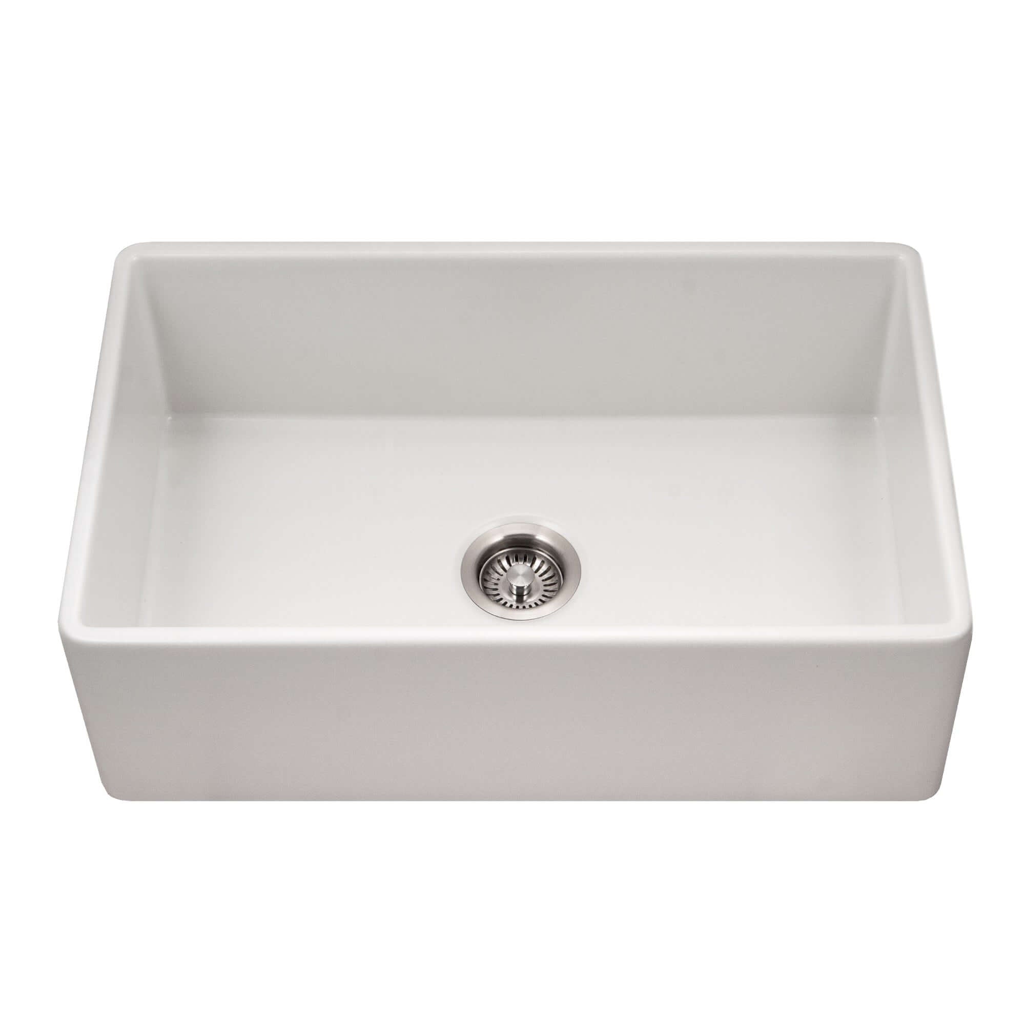 Houzer Platus 18" Fireclay Farmhouse Sink, White, PTS-4118 WH