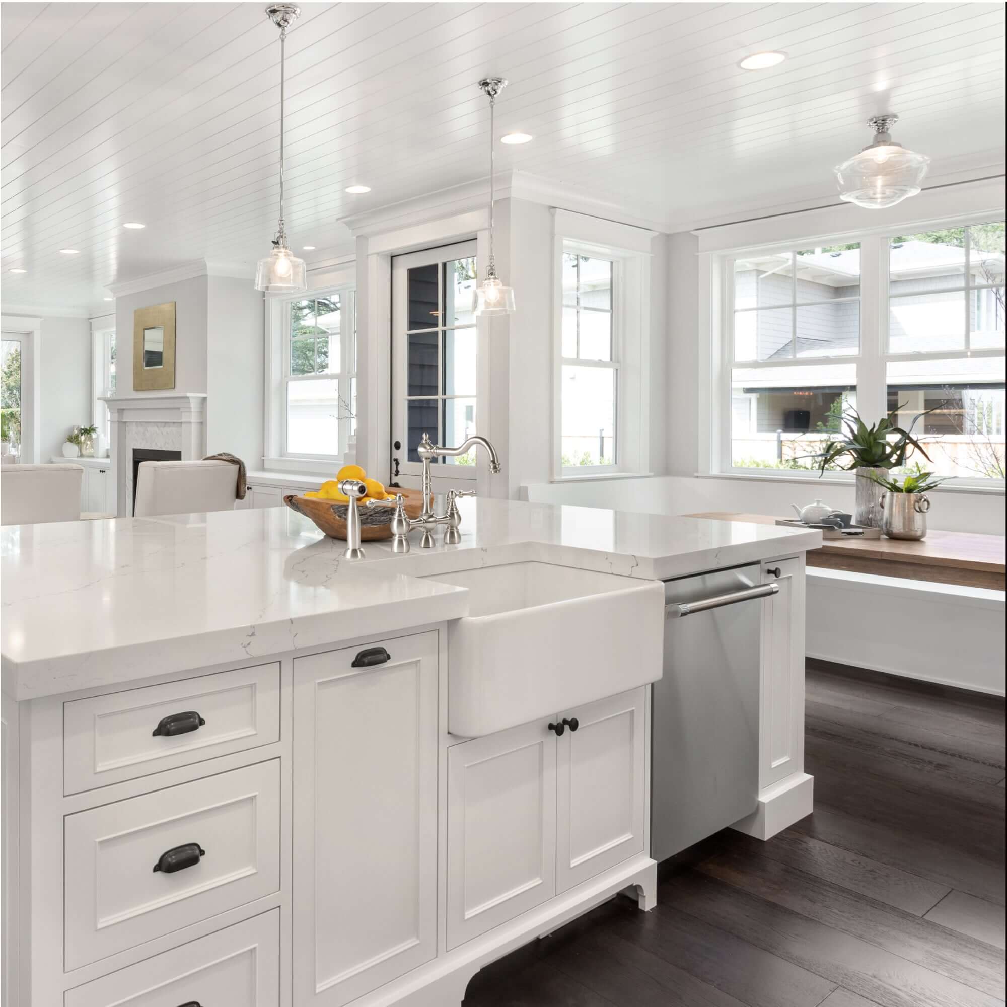 Houzer Platus 30" Fireclay Farmhouse Sink, White, PTS-4118 WH