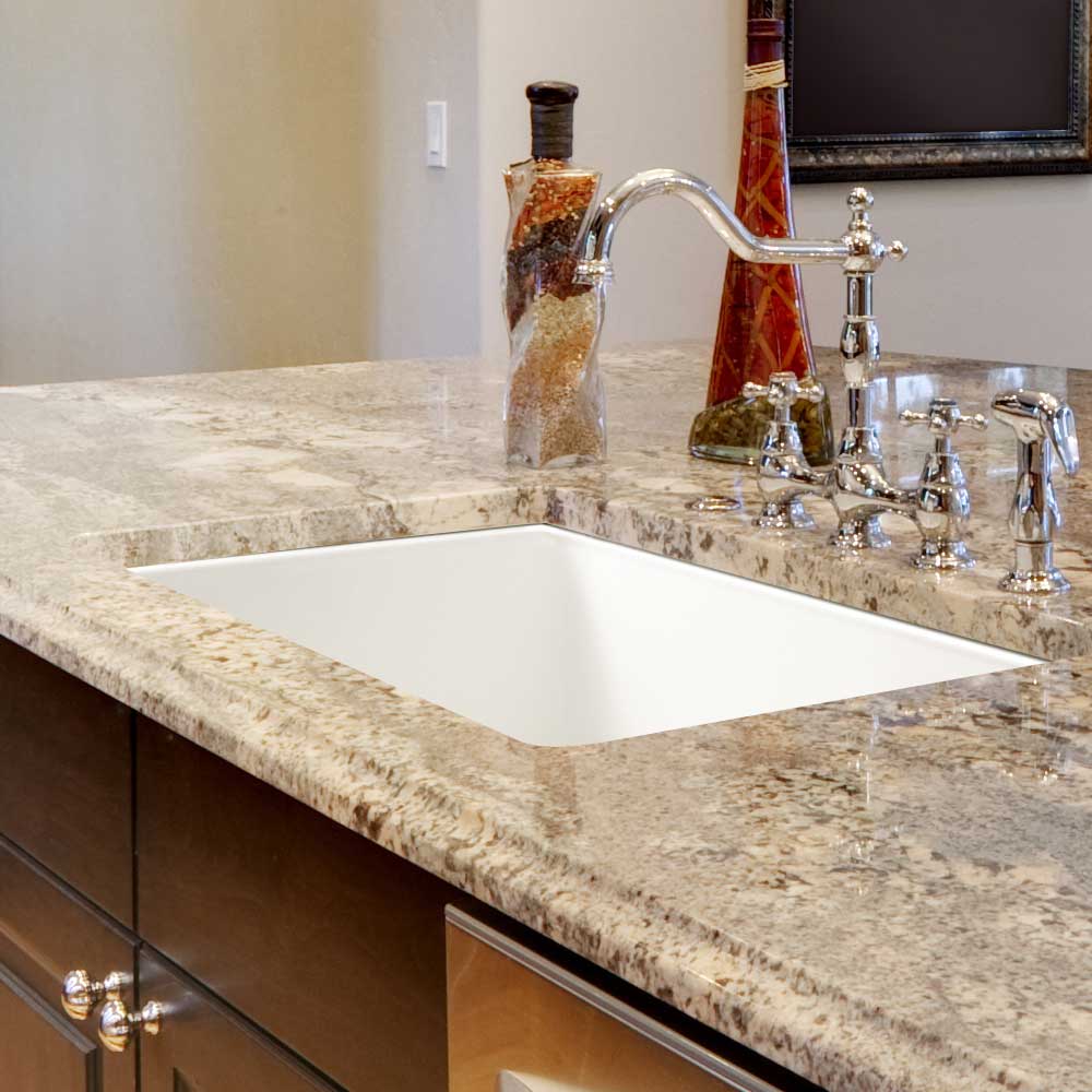 Alternate Image for Houzer 23" Fireclay Undermount Single Bowl Kitchen Sink, White, Platus Series, PTU-2400 WH